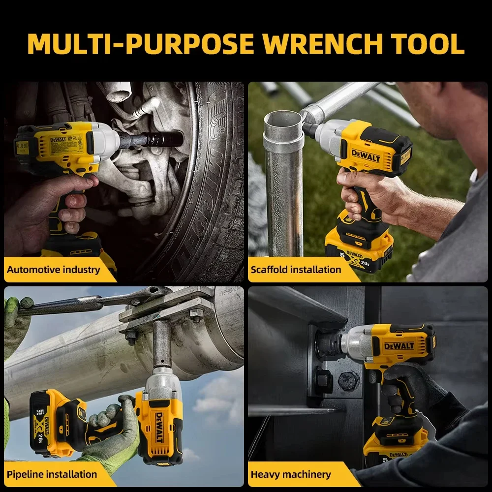 Dewalt DCF892 812N.m Chiave elettrica senza spazzole 1/2 pollici Avvitatore a percussione a batteria Coppia elevata Utensili elettrici per riparazioni auto a tre velocità