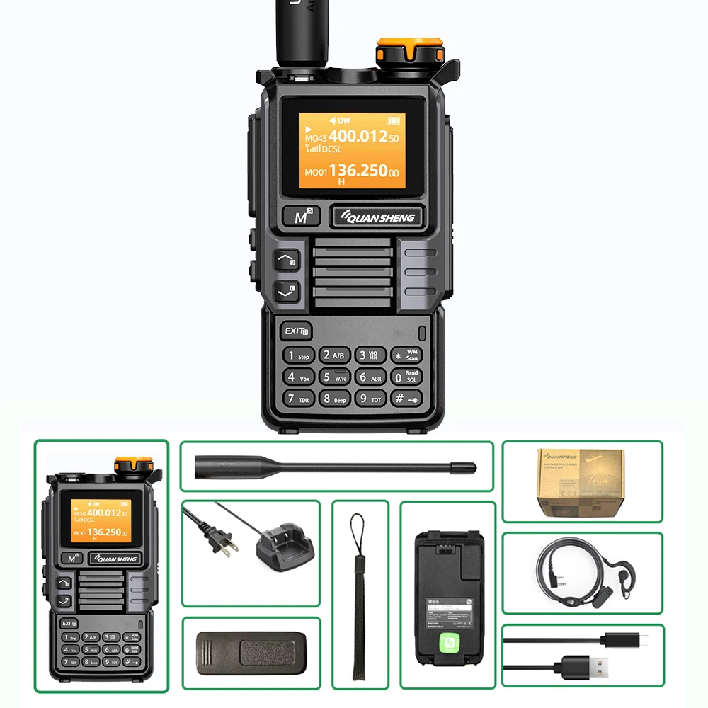 Quansheng UV-K6 Walkie Talkie 5W Air Band Radio Tyep C Lading Uhf Vhf Dtmf Fm Scrambler Noaa Draadloze Frequentie Tweeweg Cb Radio