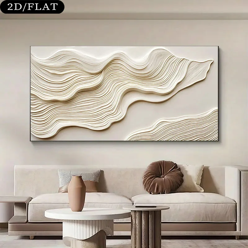 Frameless Abstract Wave Lines Canvas Art Print - Modern Wall Decor for Living Room, Bedroom, Corridor, Interior Decoration Gift