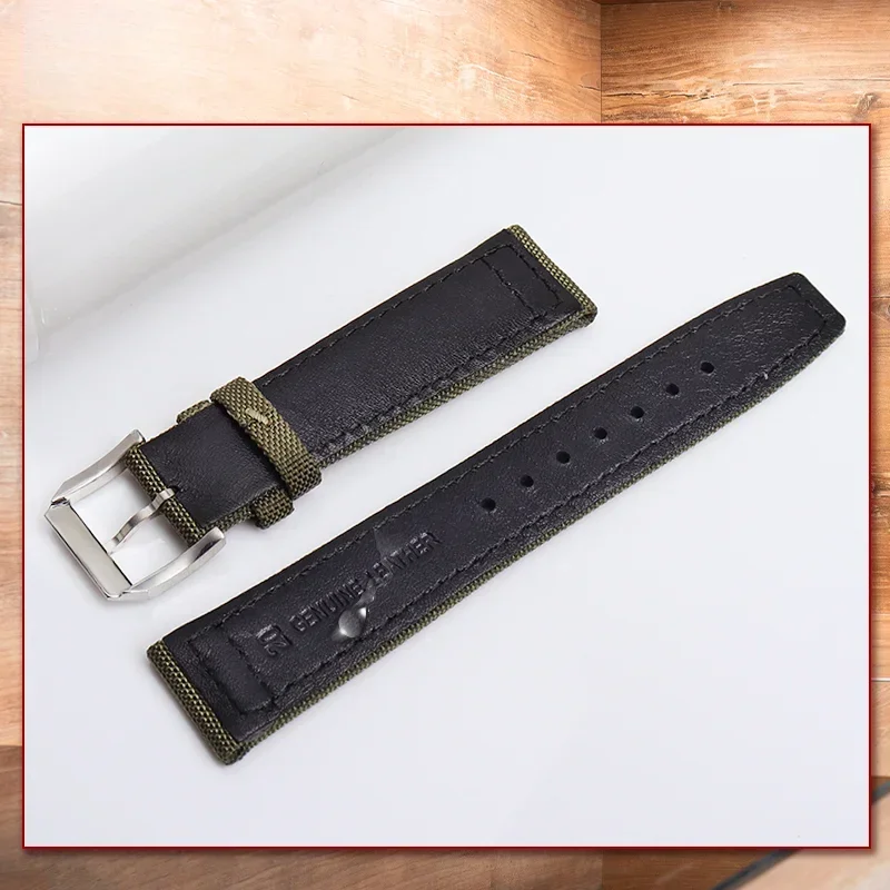 ผ้าใบไนลอนนุ่ม Cowhide นาฬิกาสําหรับ IWC Portofino นักบินโปรตุเกส 20/21/22 มม.Underskin สายนาฬิกาหนังแท้