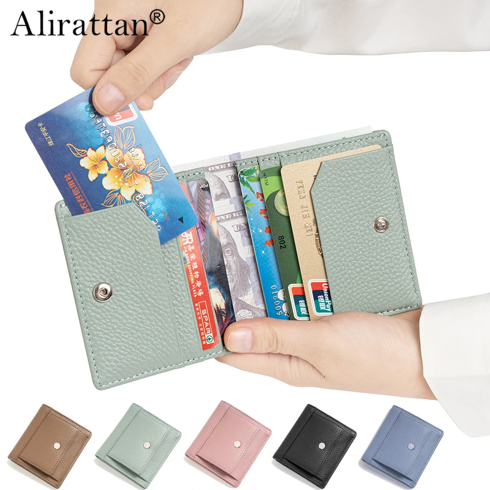 

Alirattan 2024 New Fashionable Ultra-Thin Leather Wallet Women's Multi Slot Card Bag RFID Wallet Cowhide Coin Purse