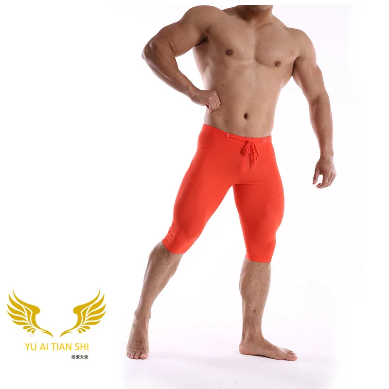 

Men's Mid-length Shorts, Nylon Sports Swim Shorts Innerwear Tummy Control Solid Color Smooth Fabric Cycling Shorts YWO6