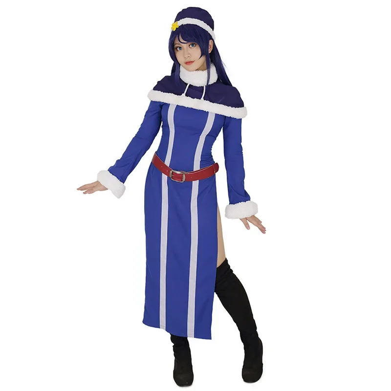 Disfraz de Fairy Tail Juvia locser para mujer, traje azul de Halloween, vestido