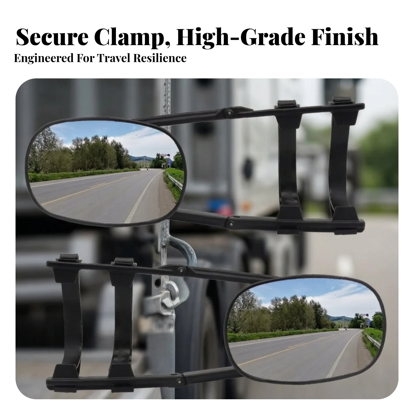 2 Pieces Extendable Towing Mirror Steady Towing Mirror with Strap for Trailer Drivers, Highway Driving