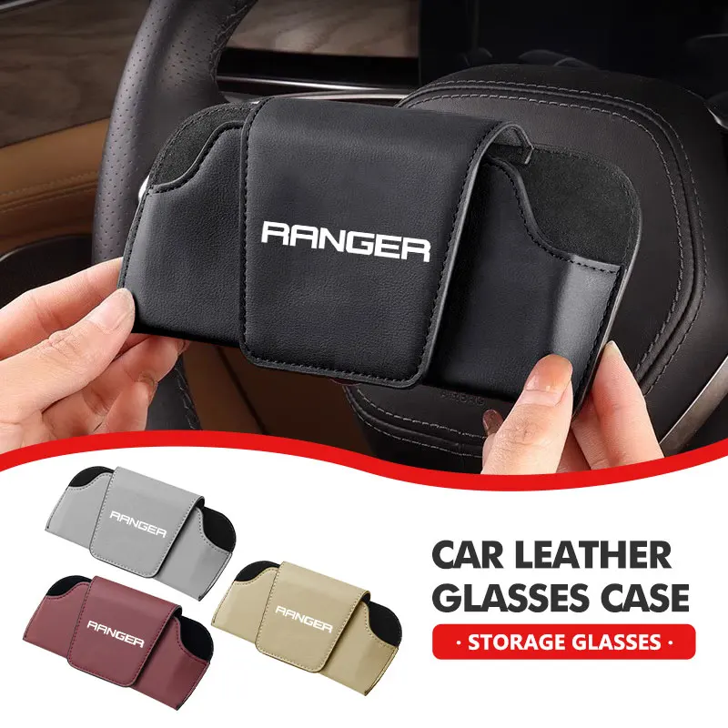 Caja de gafas para coche, estuche de cuero para gafas, soporte para lentes de visera solar para Ford Ranger Raptor 2015 XLS XL 4X4 2012 2019