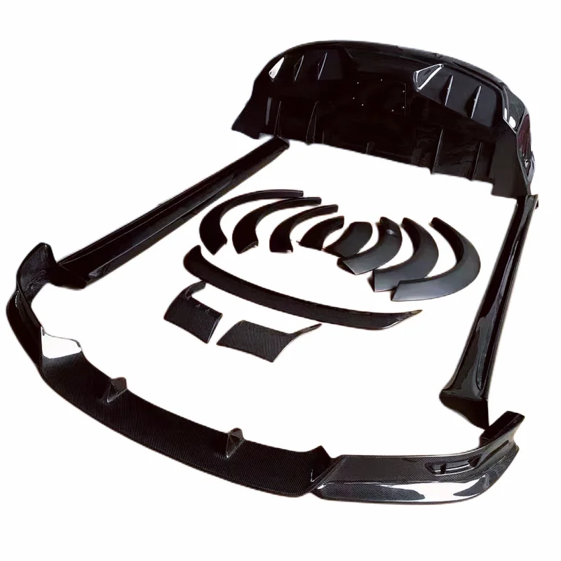 

High Quality Carbon Fiber RZ Style Front Bumper Edges, Side Skirts, Rear Diffuser Wheel Arches for T Model X Body Kit