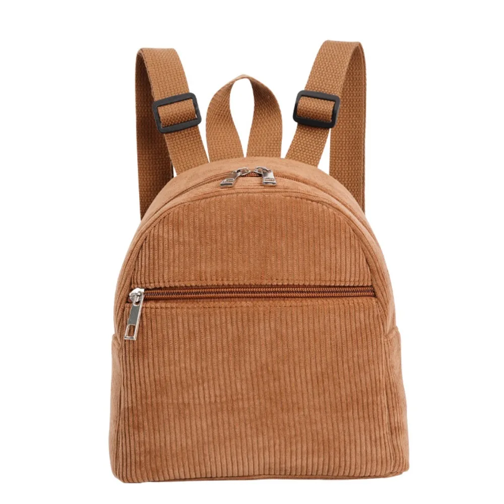 Mini Backpack Corduroy Backpack Purse Casual Small Daypack for Women Travel Satchel Rucksack Cute Solid Shoulder Bag