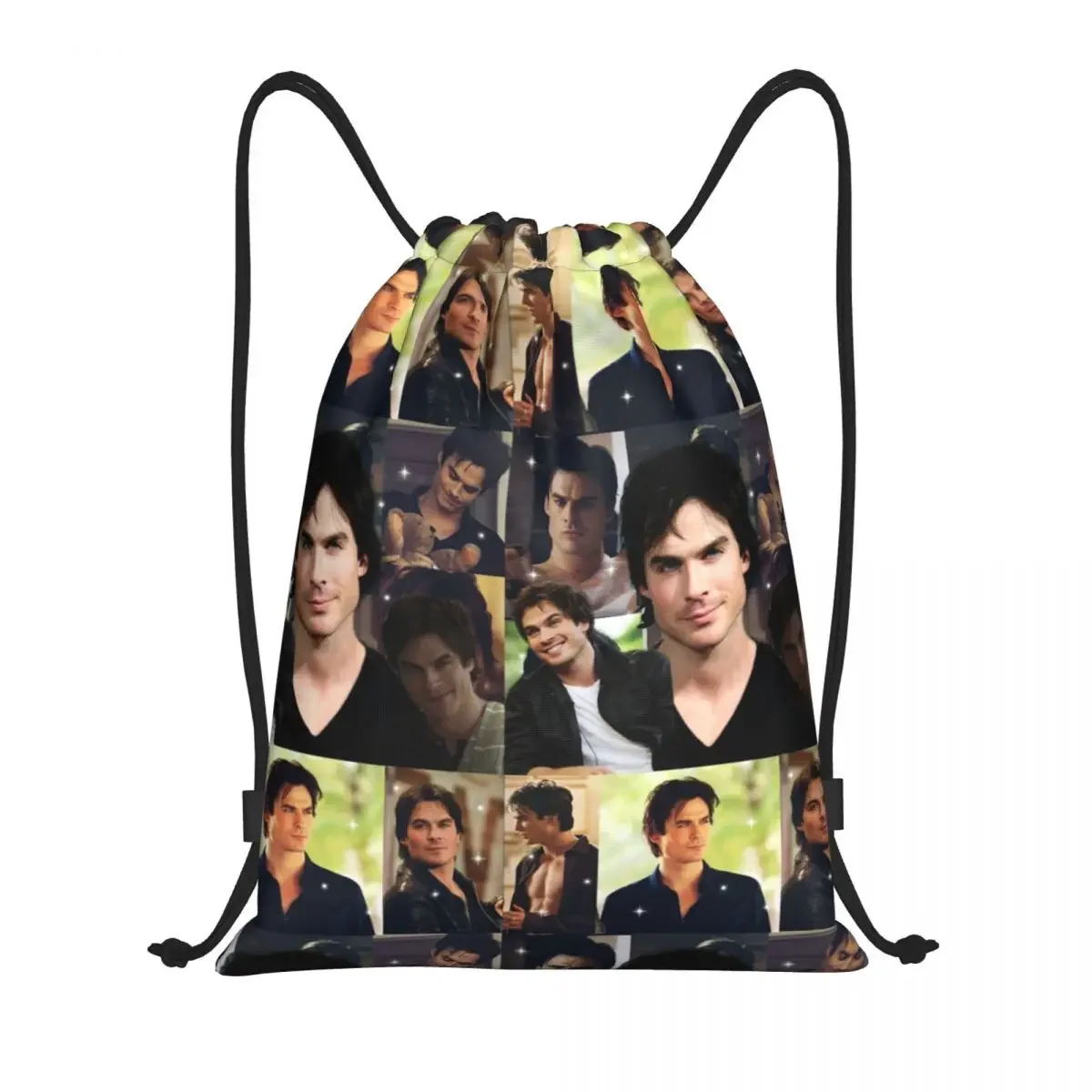 Damon Salvatore The Vampire Diaries TV Show awstring Bags Training Yoga Backpacks Stefan Salvatore Collage Sports Gym Sackpack