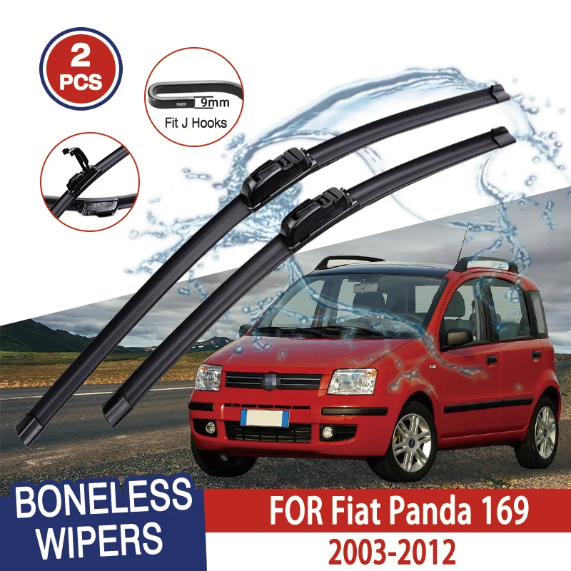 

For Fiat Panda 169 2003-2012 Car Windshield Wiper U-type Soft Rubber Frameless Bracketless Car Wipers 22"+16"