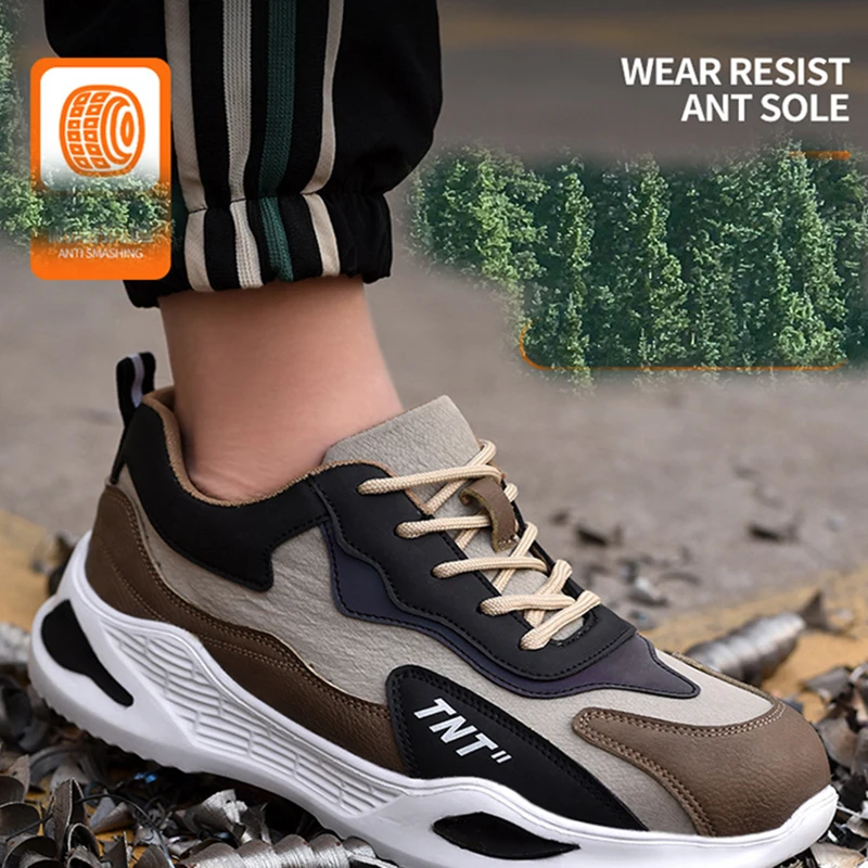 Men Foot Protection Four Seasons Safety Shoes Are Light Comfortable Steel Toe Cap Anti-piercing Industrial Outdoor Work Shoe