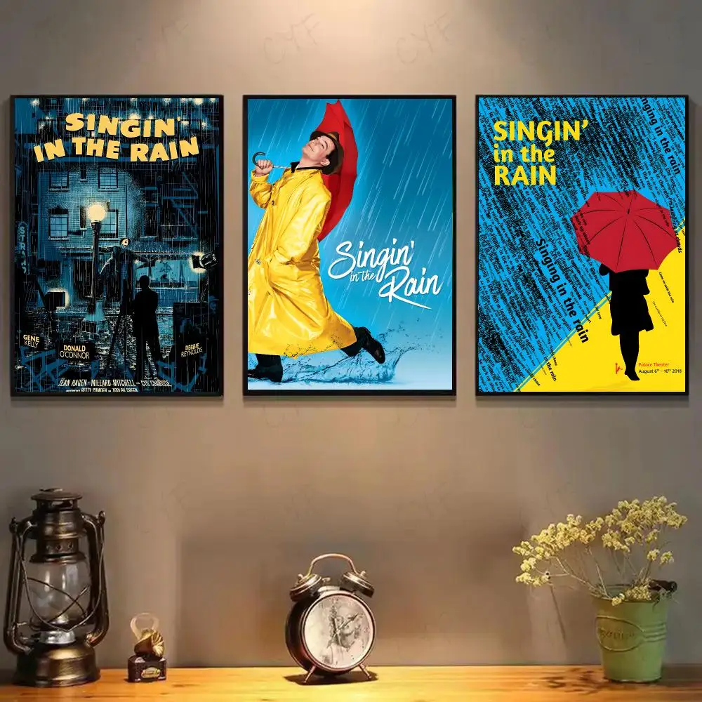 S-Singin In The Rain Film Poster High-definition Art Sticker Self Adhesive Waterproof Home Decoration For Living Room