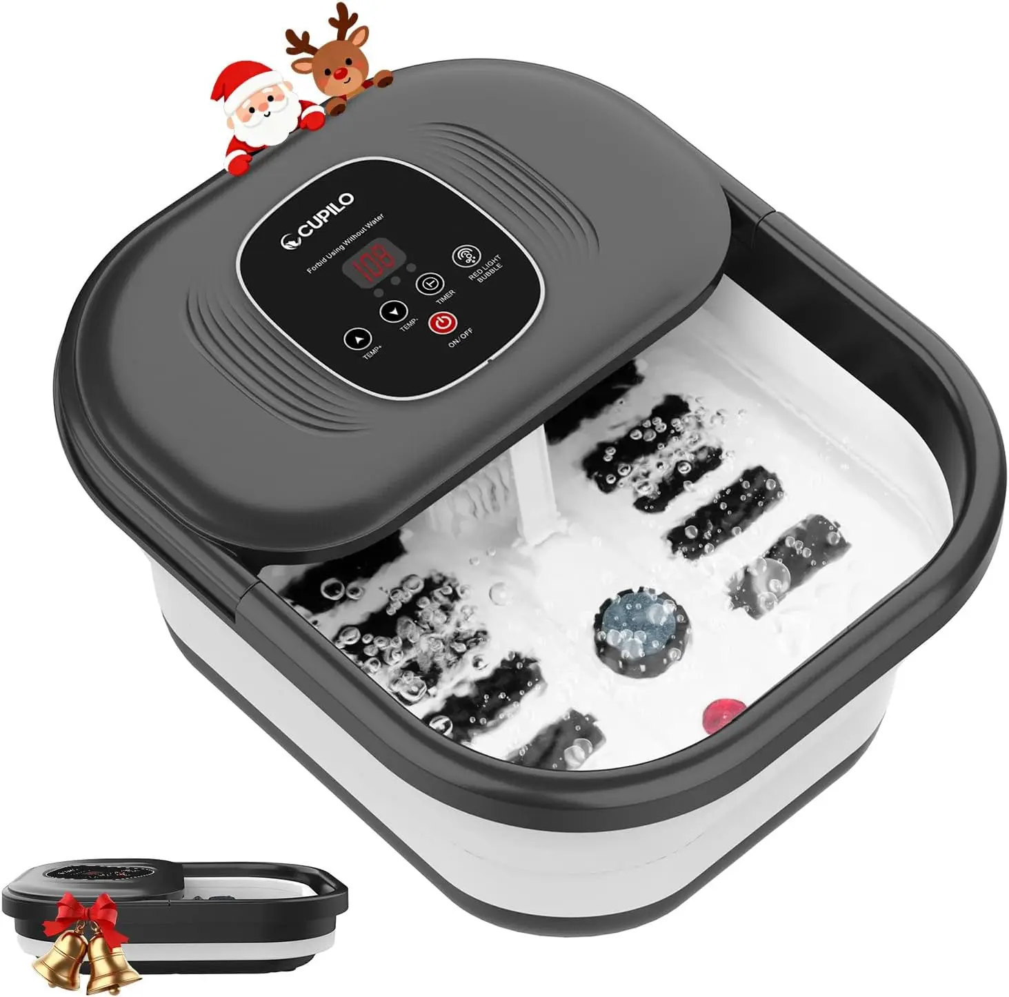 

Foldable Foot Spa with Heat, Bubbles, Red Light & Massage Rollers for Relaxation and Pedicure