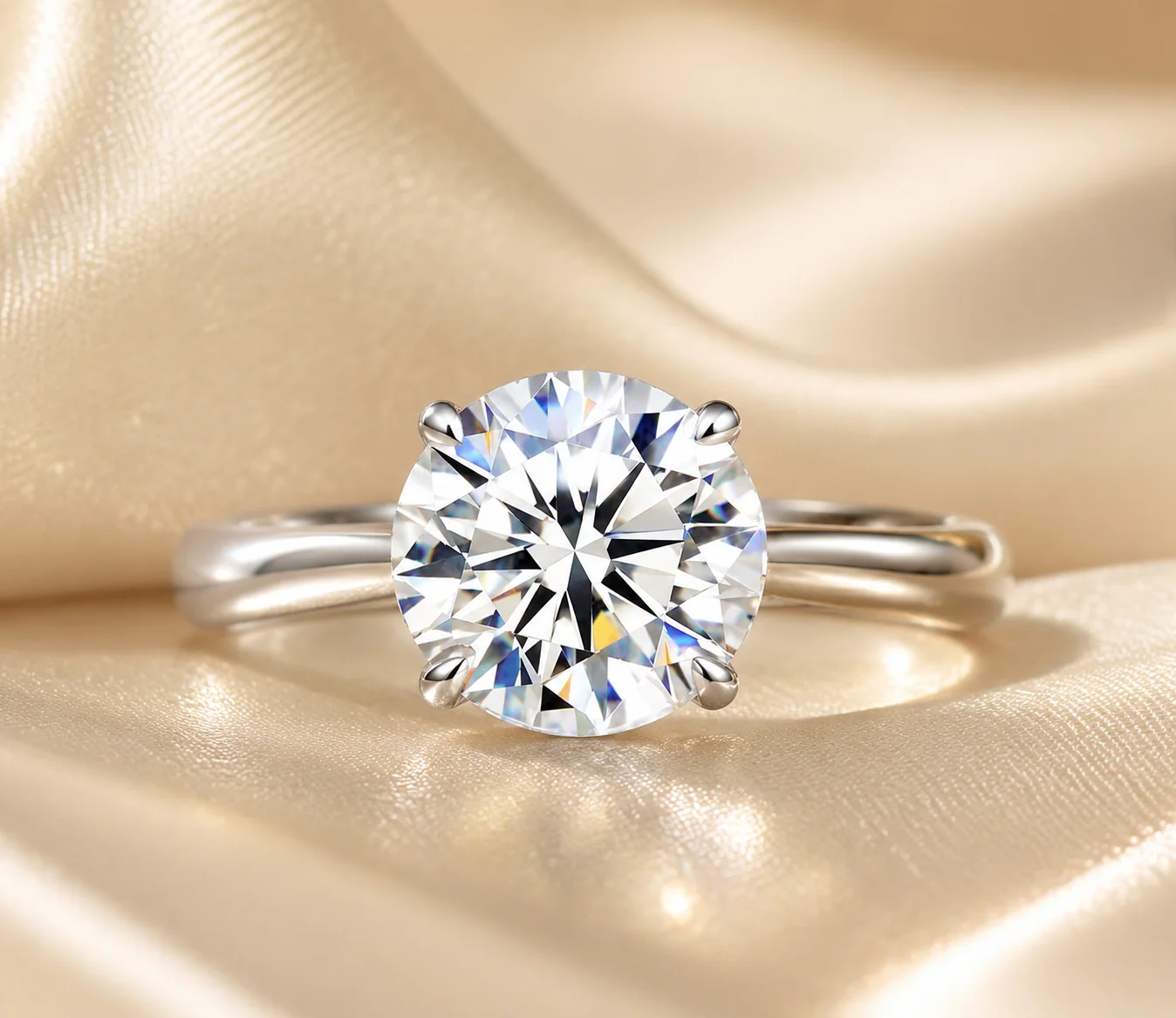 4CT D Color VVS1 Moissanite Engagement Ring for Women, 925 Sterling Silver, 18K White Gold Plated Promise Wedding Band