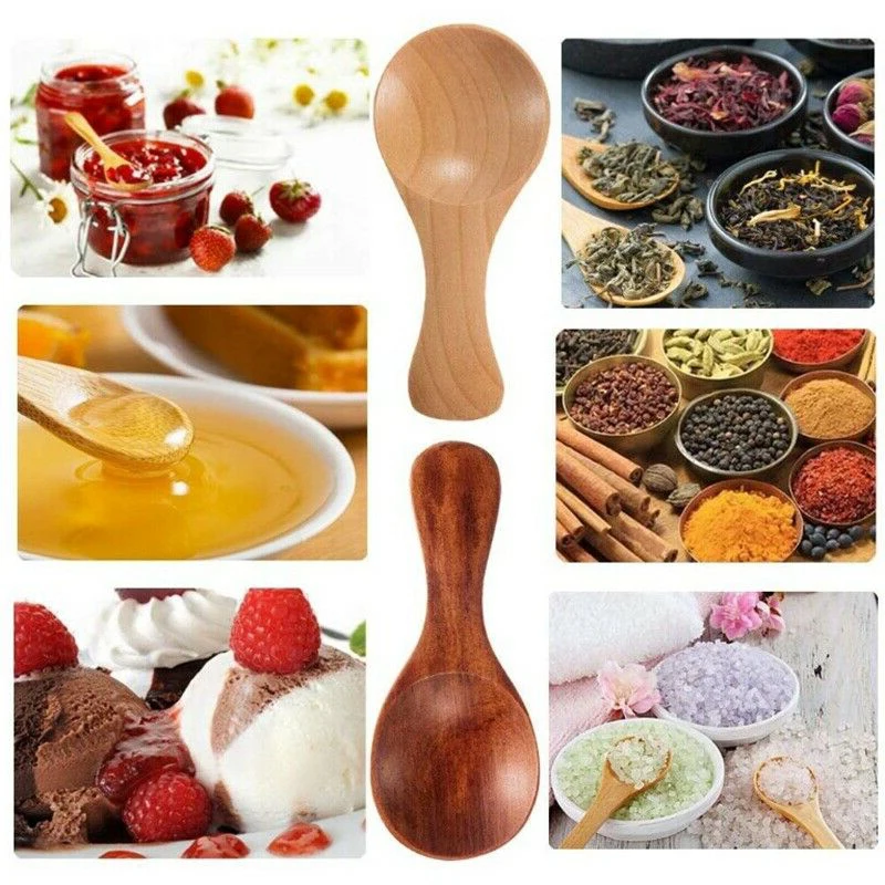 10PCS/Set Small Mini Wooden Spoon Honey Condiment Salt Sugar Teaspoon Seasoning