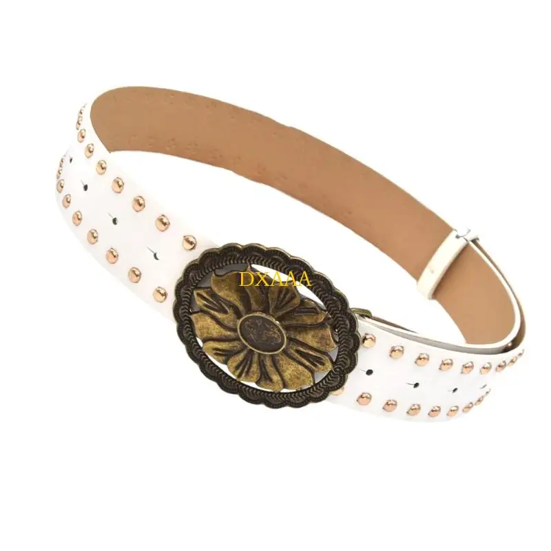 DXAA Black Studded Women Women Women Bunk Belt Relble Trapplies for Jeans Date Pu Leather