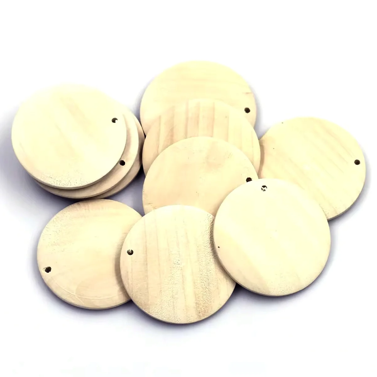 

10Pcs Wood Pendants Wooden Pictureable Round Natural Color For Charm Necklaces Craft Jewelry DIY Finding 4.5cm