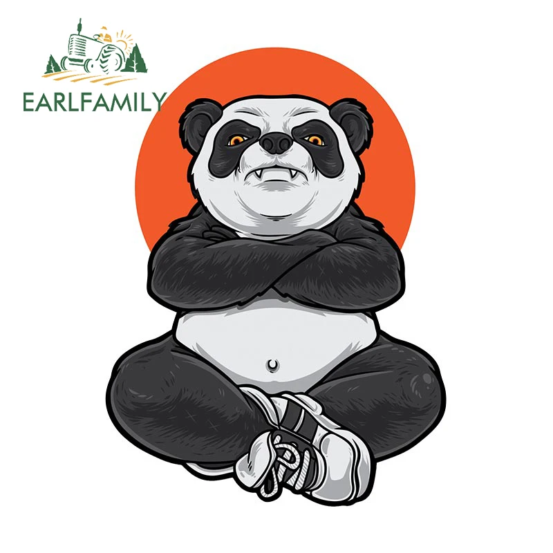 EARLFAMILY 13cm for Panda Jiu Jitsu Car Stickers Cartoon Fashionable Sunscreen Decals Scratch-Proof Decor Windows Car Label