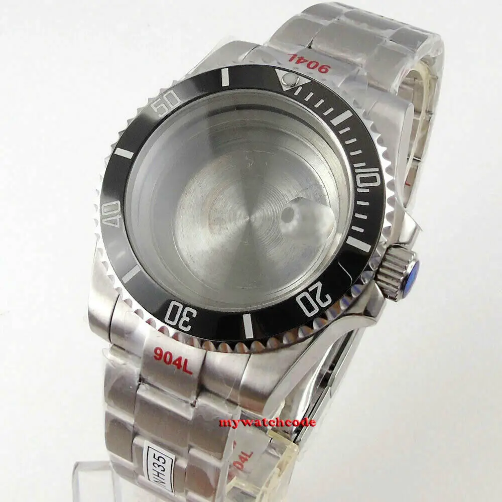 40mm Black Ceramic Bezel Sapphire Glass Watch Case fit Japan NH35 NH36 2824 2836 8215 821A mingzhu 3804 2813