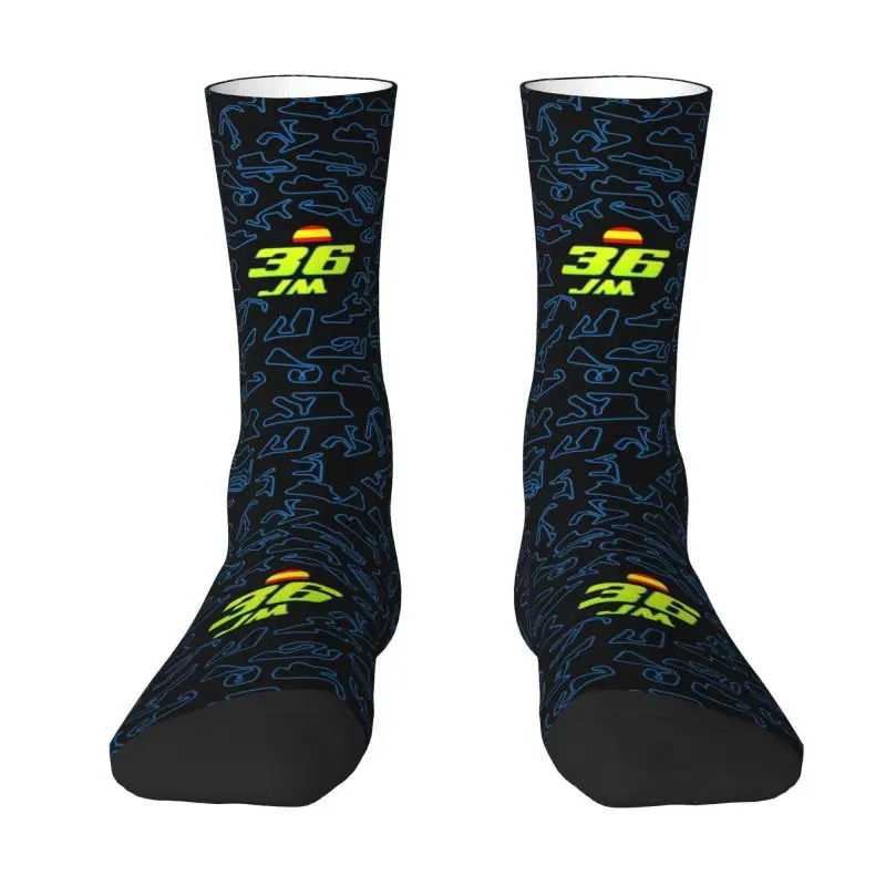 Fashion Mens 36 JM Circuits Dress Socks Unisex Comfortable Warm 3D Printing Motorcycle Racing Rider Crew Socks