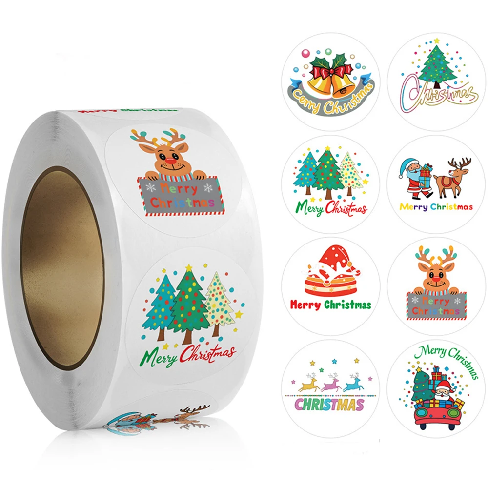 100-500pcs Santa Claus Tree Paper Label Cartoon Merry Christmas Sticker New Year Cute Snowman Stationery Stickers For Kids Gift