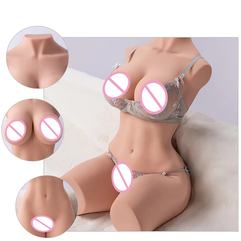 RENHEYUOU Muñeca de medio cuerpo Juguetes sexuales de culo grande Muñecas sexuales realistas Muñeca de goma masculina Vagina 3D Masturbadores masculinos de doble canal sexpuppe