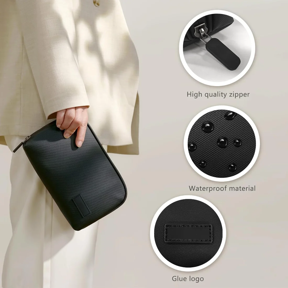 Borsa portaoggetti per cavi Organizzatore elettronico digitale impermeabile Borsa portaoggetti portatile per caricabatterie per linea dati USB Borsa per trucco da viaggio