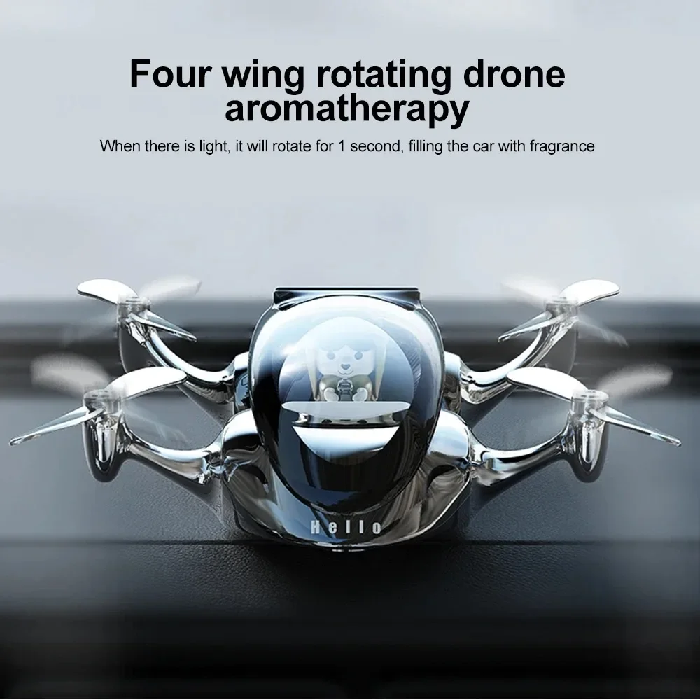 Автомобильный ароматерапевтический орнамент, пилотный воздушный аромат, солнечный дрон, креативное украшение центральной консоли с вращающимся пропеллером