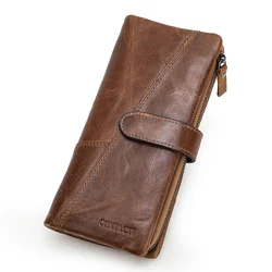 CONTACT'S Retro luxury Genuine Leather Women Men Wallets High Quality Brand Design Coin Purse Card Holders Money Clip Men‘s Bag