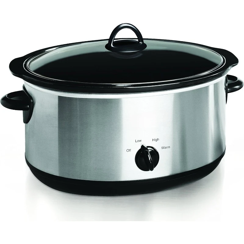 

Large 8 Quart Oval Manual Slow Cooker, Stainless Steel (SCV800-S)