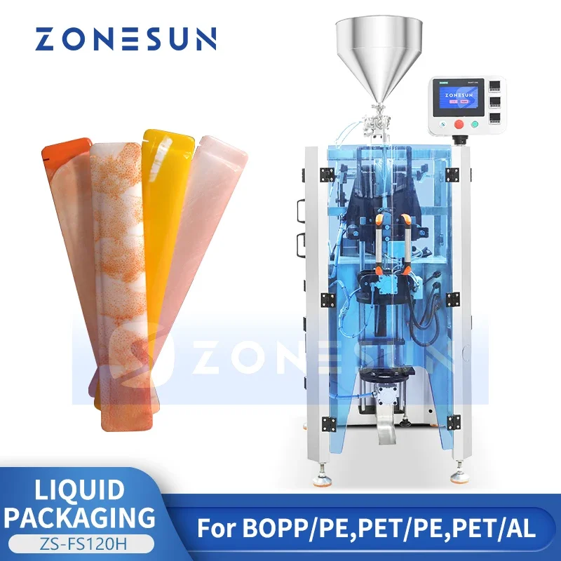 ZONESUN ZS-FS120H آلة تعبئة العصا السائلة العمودية الأوتوماتيكية VFFS معدات تعبئة وختم الكيس