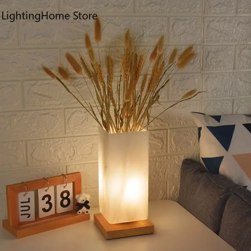 Nordic Decor Vase LED Table Lamp Bedroom Creative Simple Romantic USB LED Warm Night Light Glass Bedside Lamp Japanese Style