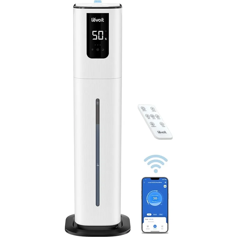 

(10L) Smart Humidifier for Home Large Room Bedroom, Last 100 Hours, Cover up to 600ft², Easy Top Fill, Remoter & Voice Control