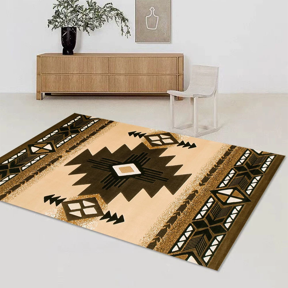 Boho Area Rugs Washable Vintage Modern Neutral Large Flannel Carpet for Dinning Room Living Room Bedroom Farmhouse Non Slip Mat