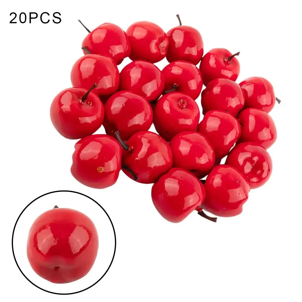 20 Pcs Artificial Foam Mini Apples Red Green Simulation Faux Fruits DIY Crafts Ornaments Photography Props Wedding Home Decor