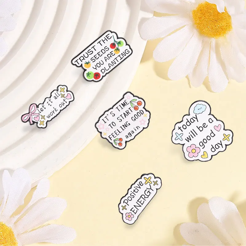 Positive Energy Trust The Seeds You Are Planting Enamel Pin Cute Pastel Inspirational Quotes Brooch Bag Lapel Badge Jewelry Gift