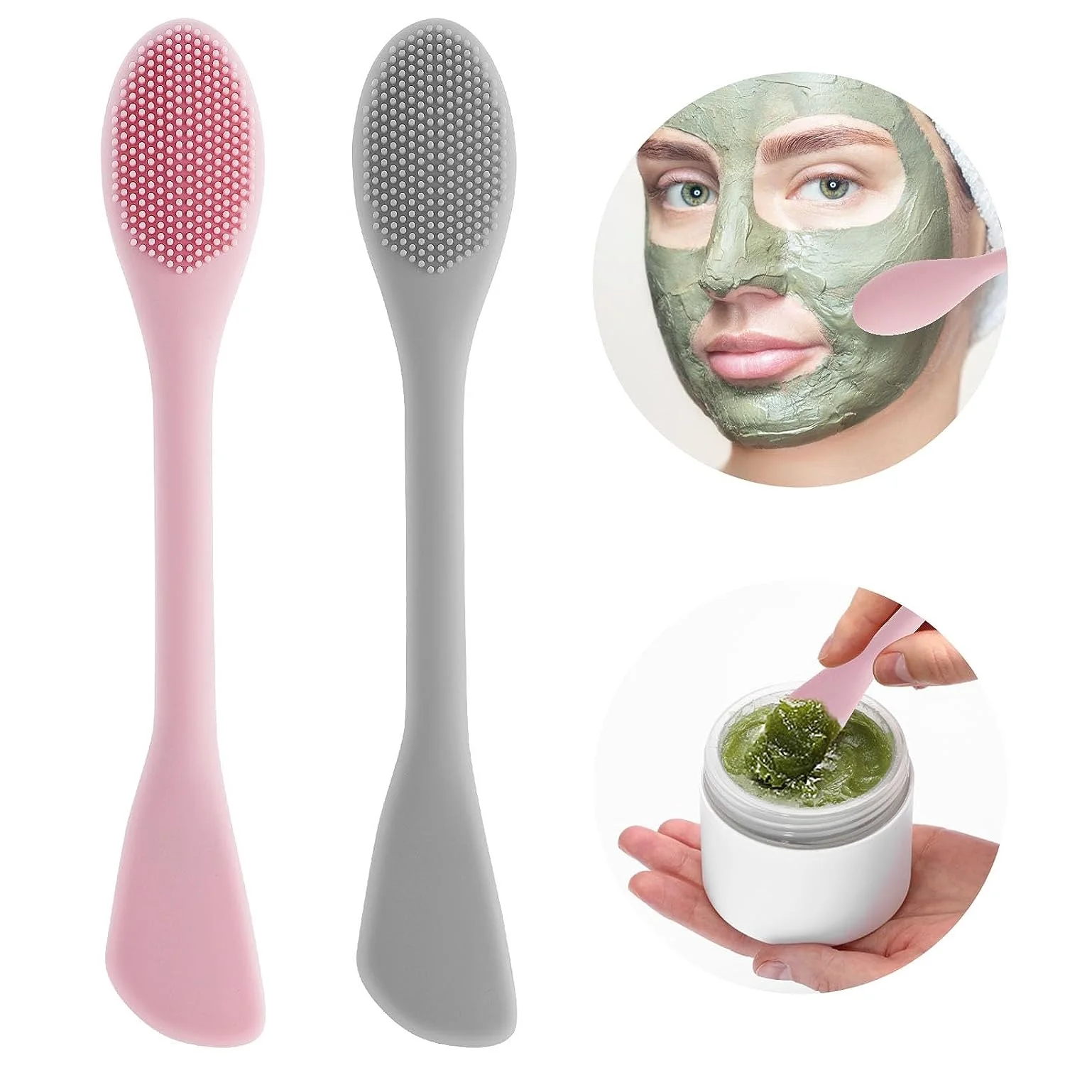 1PC Brosse nettoyante pour le visage en silicone à double tête, applicateur de masque facial, pinceau de maquillage pour femmes, soin de la peau