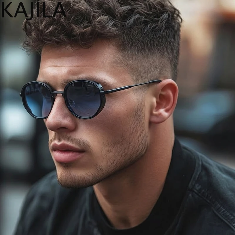 

Steampunk Round Punk Sunglasses Men 2026 Luxury Designer Vintage Metal Frame Polygon Octagon Sun Glasses Hip Hop Eyewear Shades