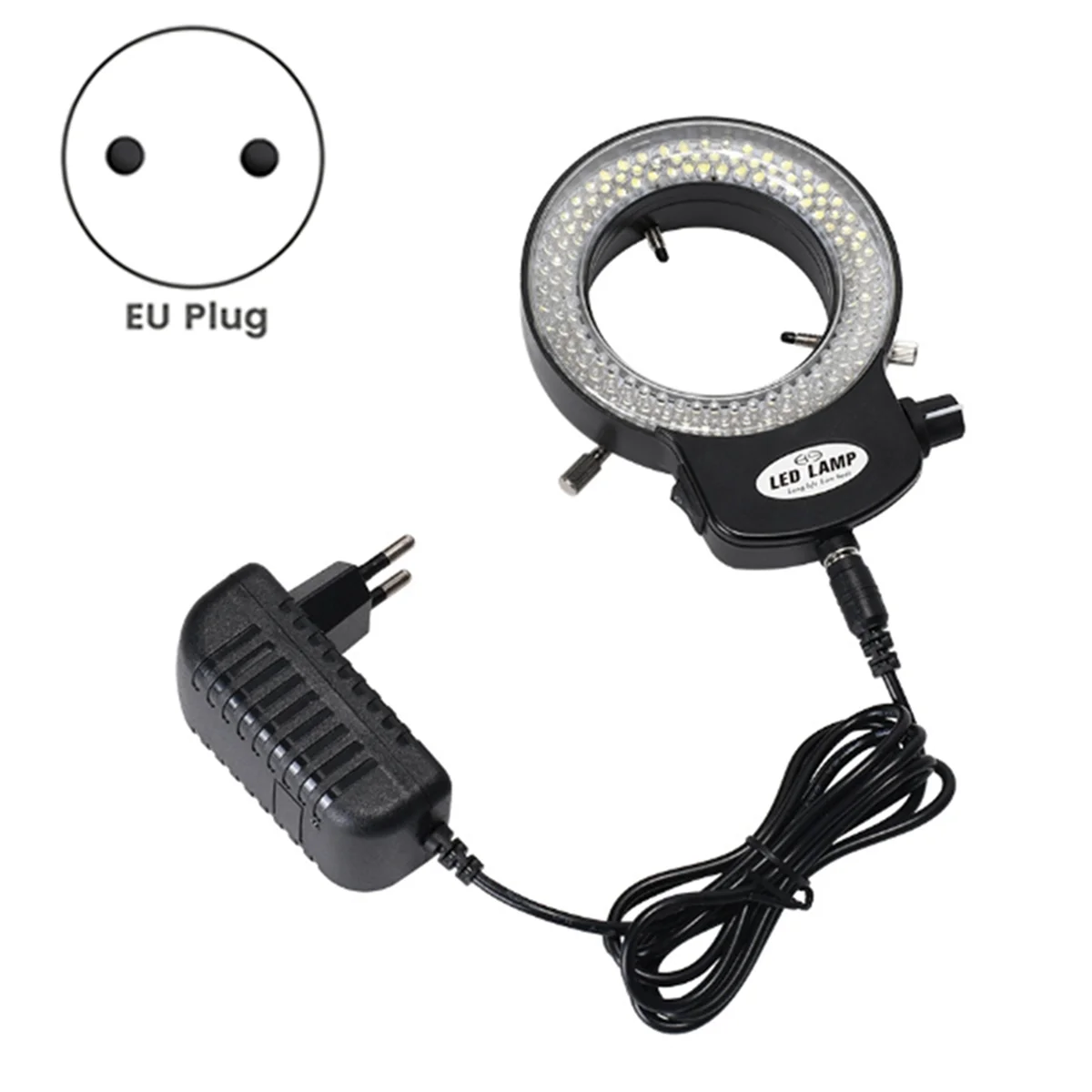 4X Microscope Light- Ring Light Adjustable 144 Lamp Beads LED Industrial Microscope Ring EU Plug