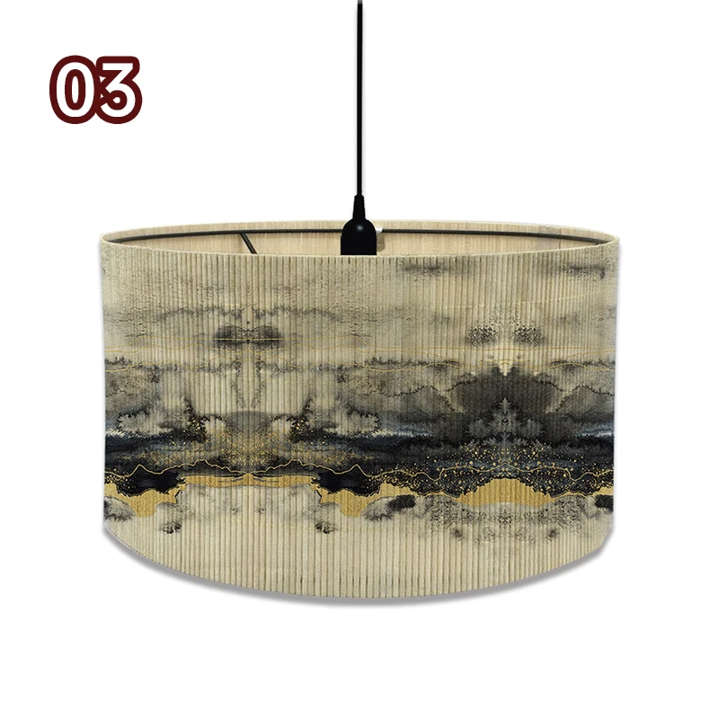 Watercolor Abstract Bamboo Lampshade Home Room Hotel Homestay Decor Art Light Shade Japanese Retro Chandelier Crafts