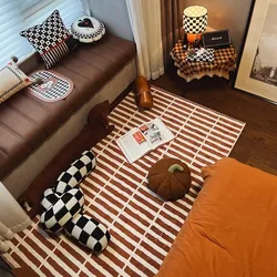 Retro kratkę dywanik do salonu duży obszar pluszowe dywaniki stoliki do kawy mata szatnia miękka mata do stóp nocna sypialnia puchaty dywan