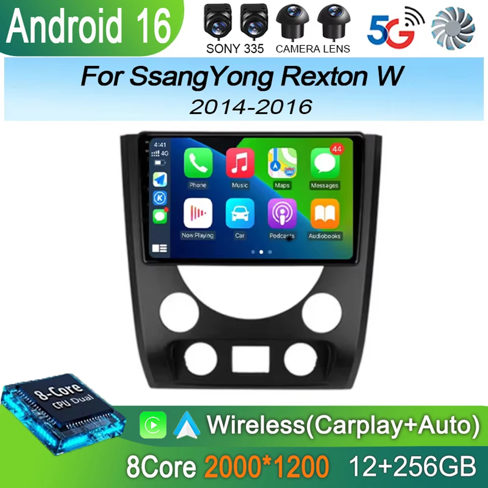 

Автомагнитола Android 16 Carplay для SsangYong Rexton W 2014-2016, мультимедийный плеер с GPS-навигацией, стереосистема, без 2DIN