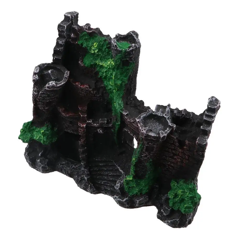 Ancient Castle Shape Fish Tank Ornaments Artificial Resin Rockery Exquisite Aquarium Castle Decoration Fish Tank