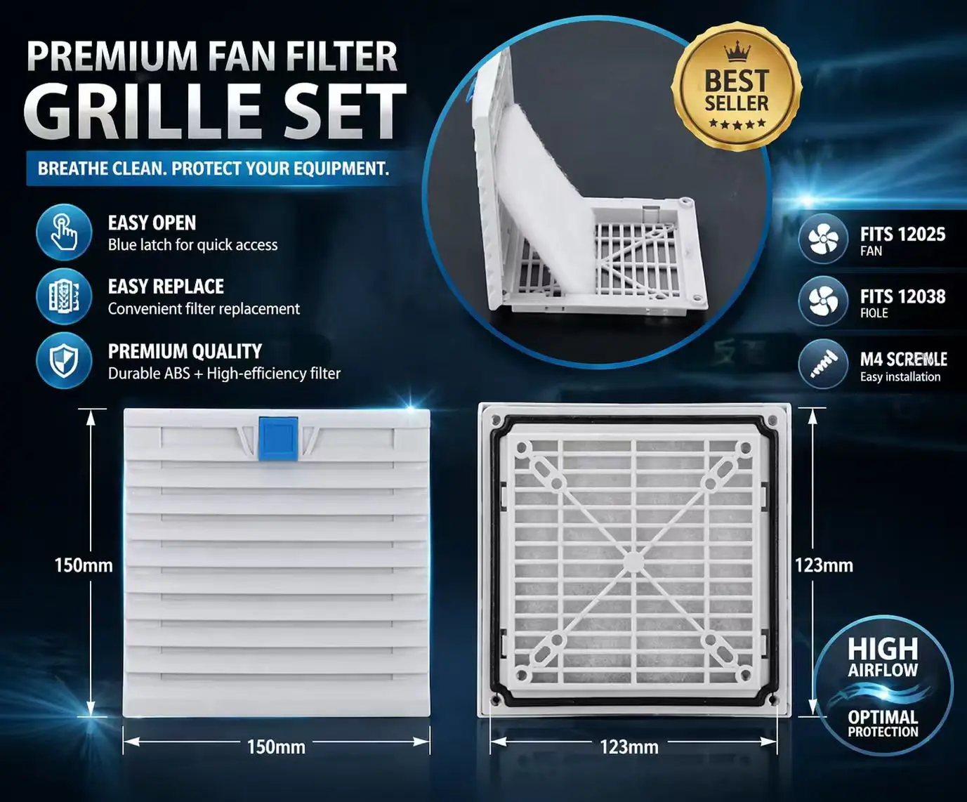 803 pc dust filter exhaust fan Air filter ventilation dust circulation cooling system AC Fan filter IP44(not included fan)