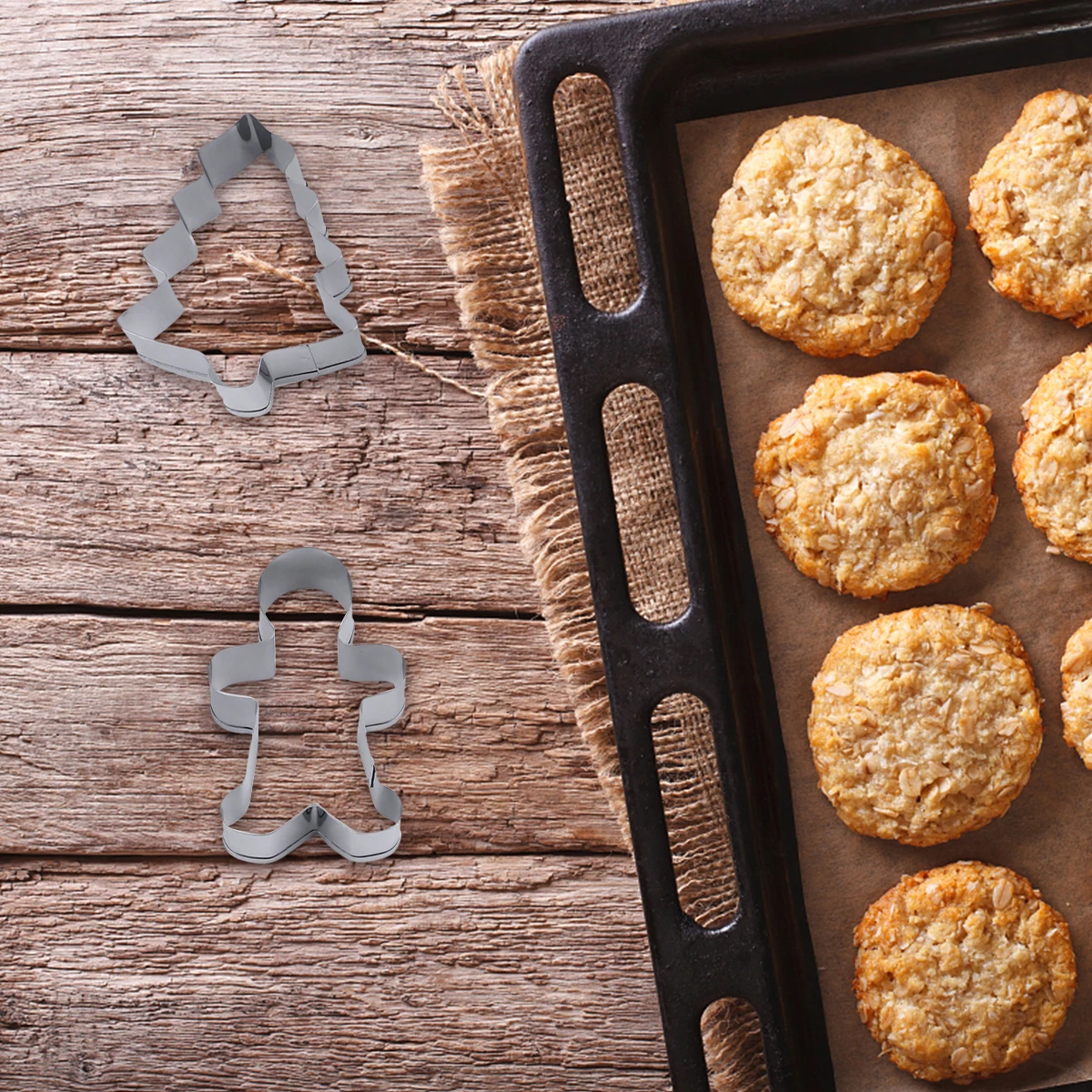 

6Pcs Christmas Stainless Steel Cookie Molds Silver Baking Mold Decoration Shape EcoFriendly AntiRust CakeBaking