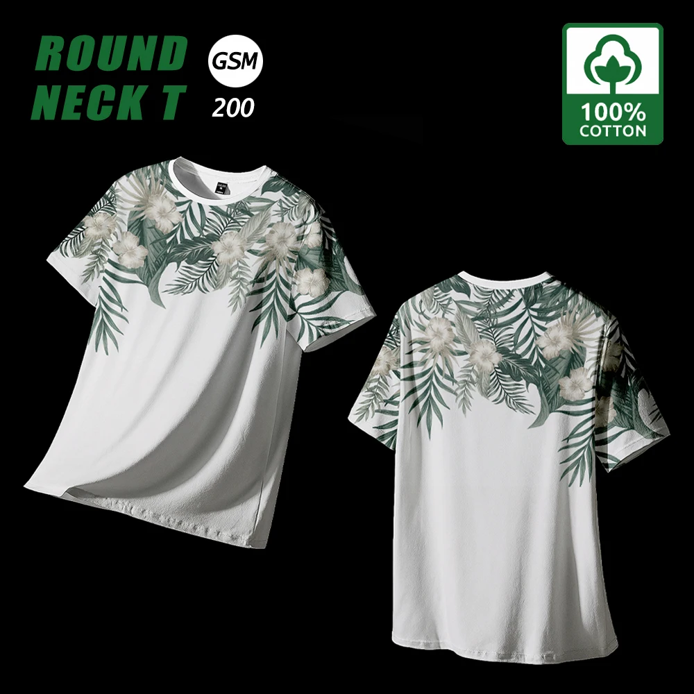 

Hawaiian Holiday Beach T-shirts Floral Plant Graphic Daily Casual Short-sleeved Tops Men And Women Loose Comfortable Cotton Tees