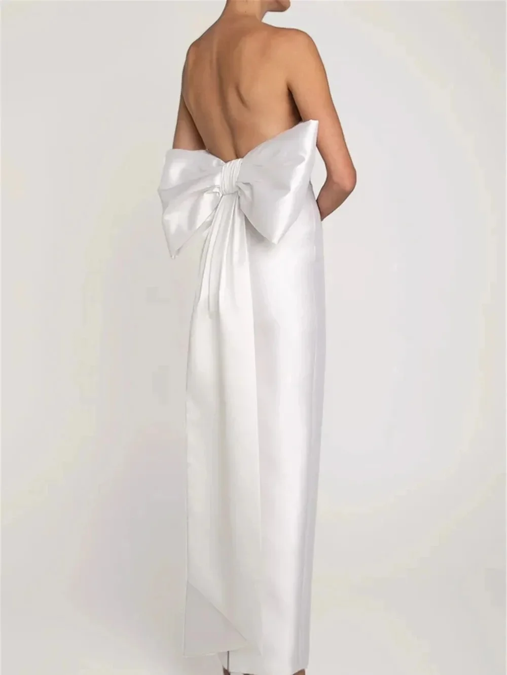 

Новинка 2024, элегантное искусственное фиолетовое разноцветное платье для выпускного вечера, длинное вечернее платье с большим бантом и открытой спиной без бретелек