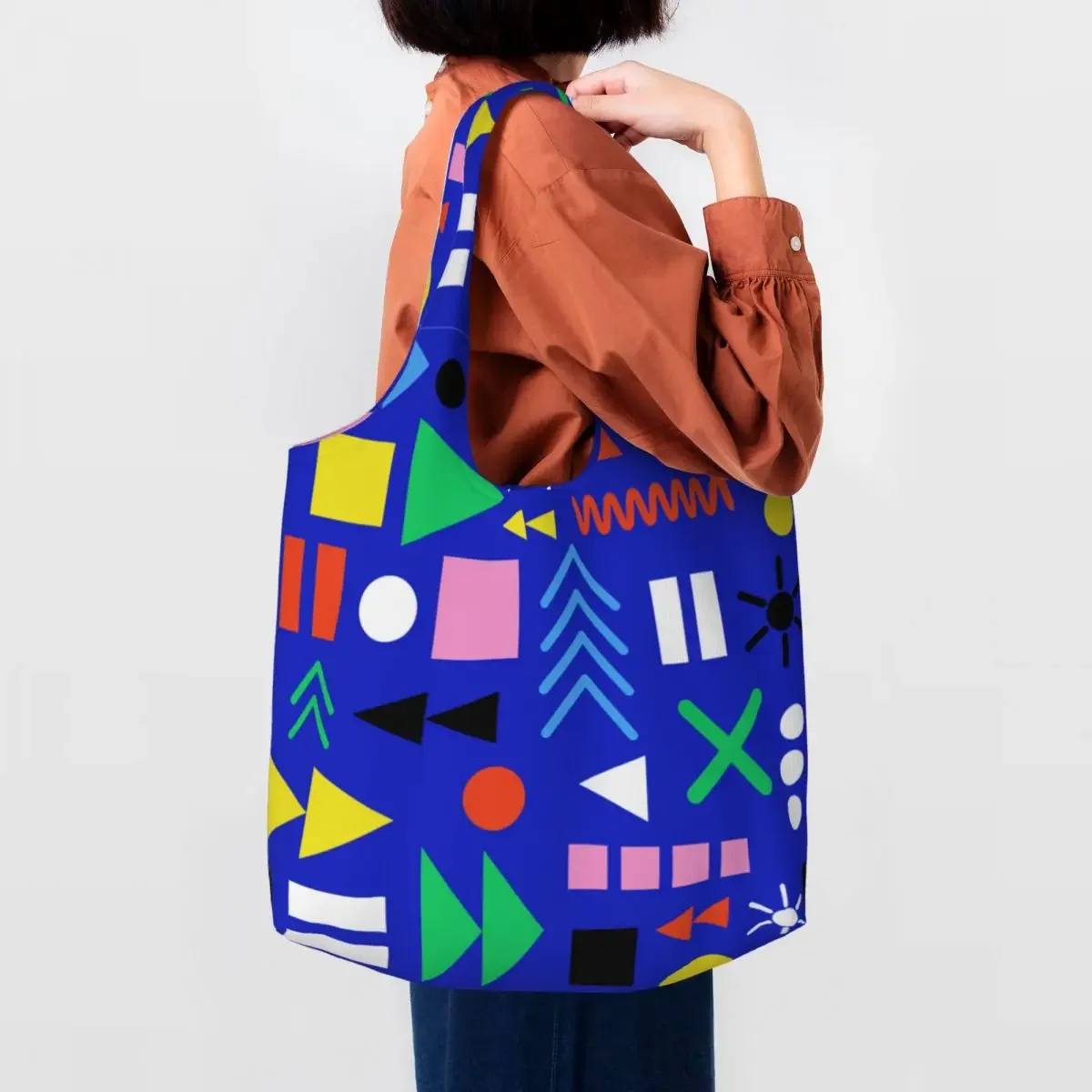 Boom Box Hyperlink Blue Shopping Tote Bag Reusable Street Mmural Art Eldridge Grocery Canvas Shopper Shoulder Bags Handbags