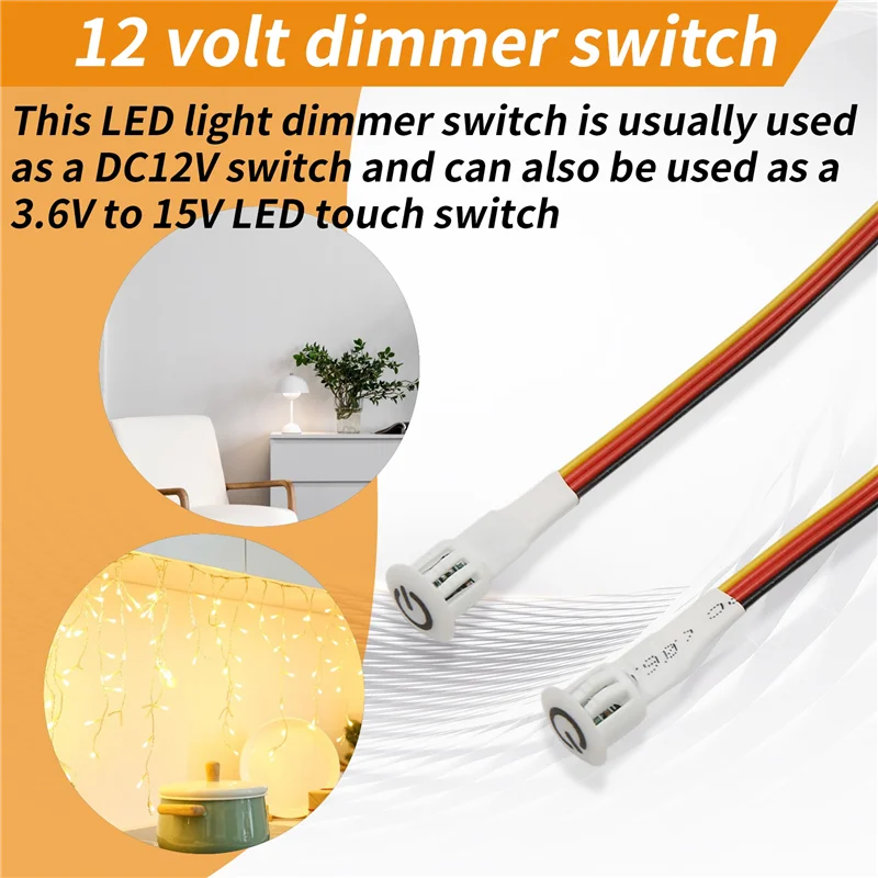 2 Stück Touch-Dimmerschalter DC3,7 V 5 V 12 V stufenloser Dimmer-Schalter-Sensor für LED-Licht, Wohnmobil, Schrank, Kleiderschrank und Streifen