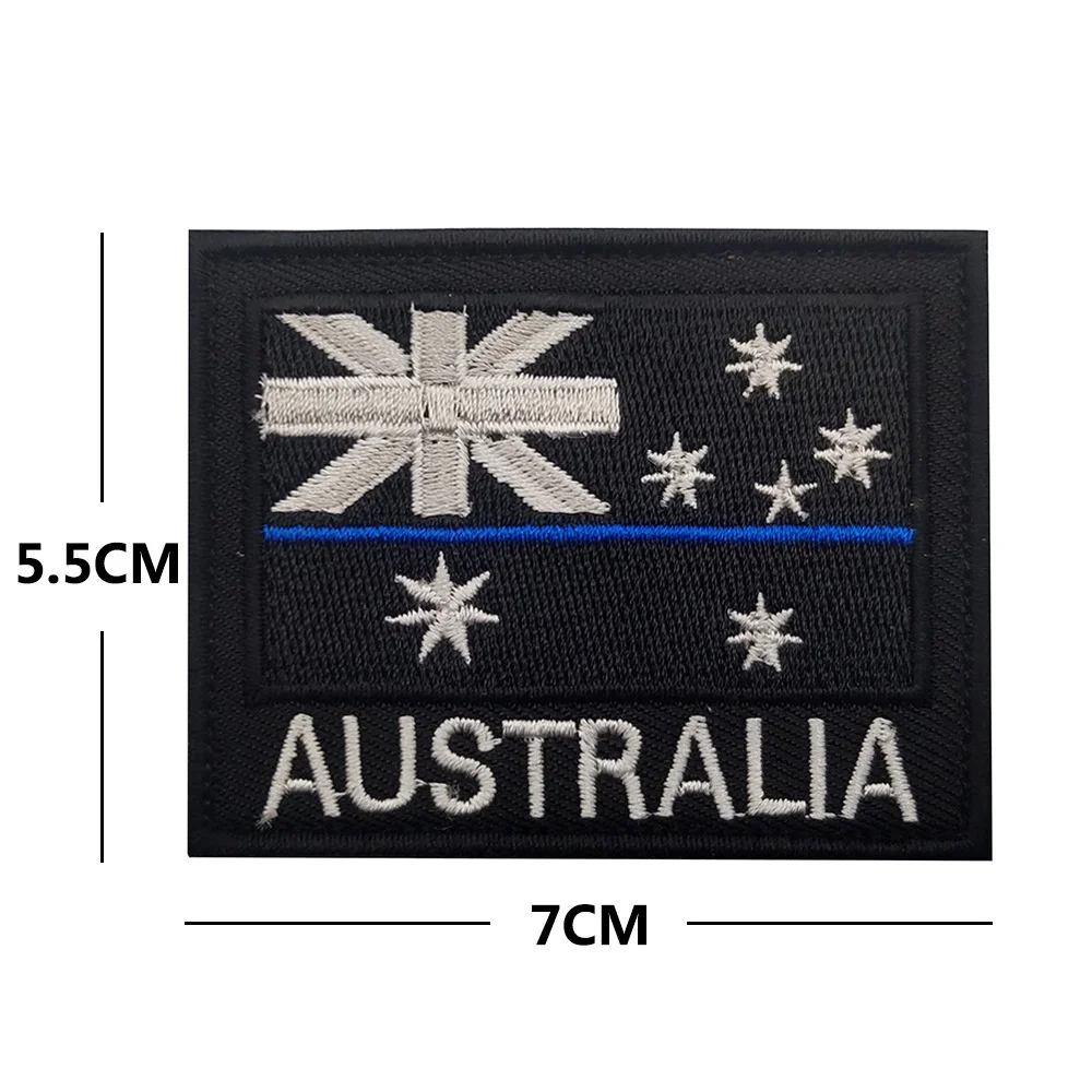 Heißer Verkauf Australische Flagge PVC + 3D Gestickte Armband Rucksack Aufkleber IR Reflektierende Känguru Abzeichen Haken Schleife Patches