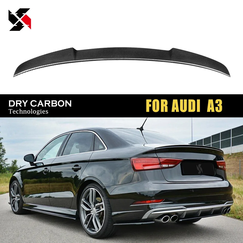 High Quality Rear Trunk Tail Spoiler Boot Wings Real Dry Carbon Fiber Fit For 2013-2019 Audi A3 8V Limousine Convertible